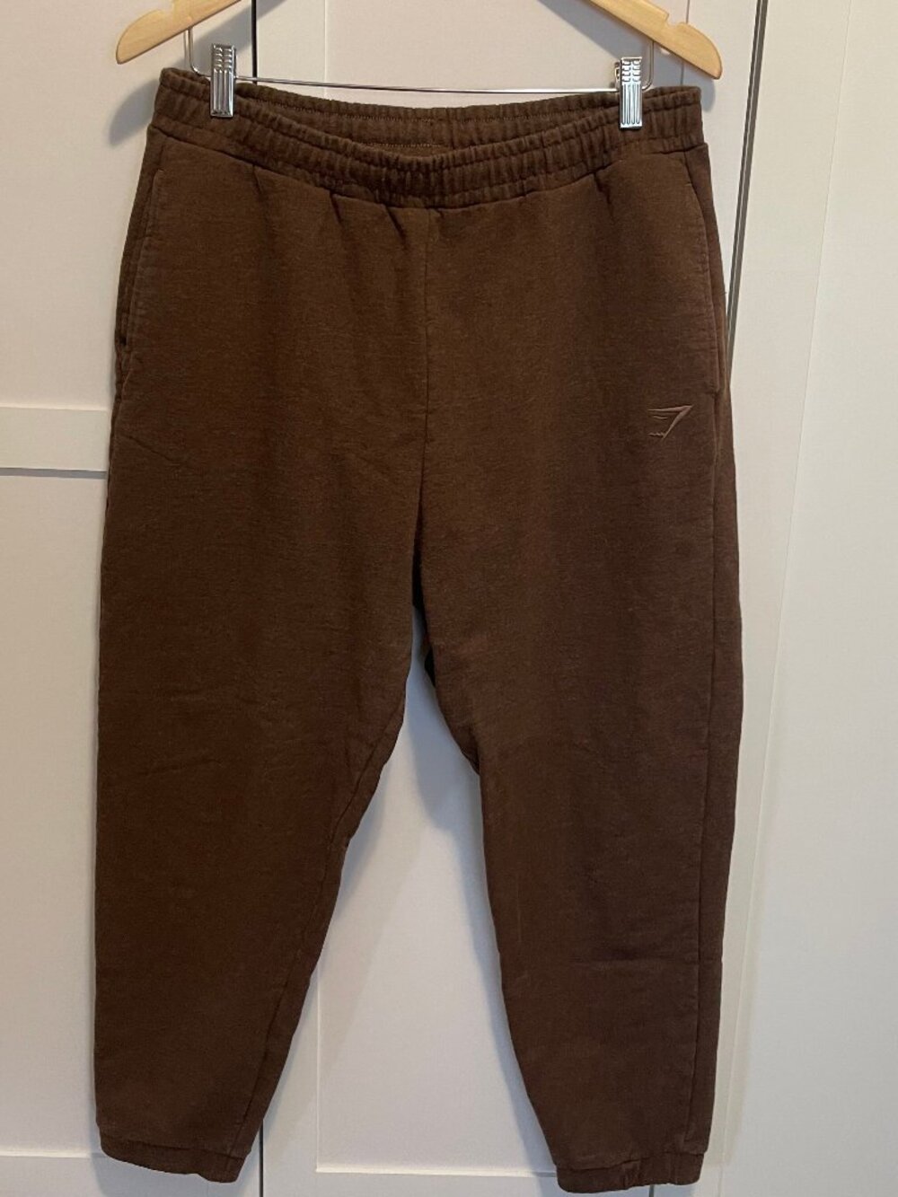 GYMSHARK| Brown fleece joggers (cotton) - comfy fit GUC - SZ L